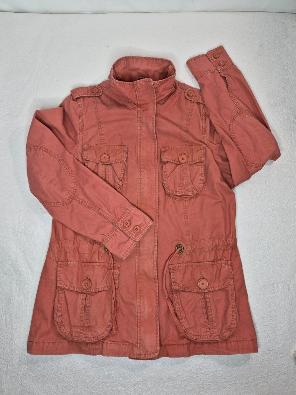 Vintage Y2K 90's Mossimo Womens XL Mock Neck Full Zip Up Rust Orange Jacket Coat
